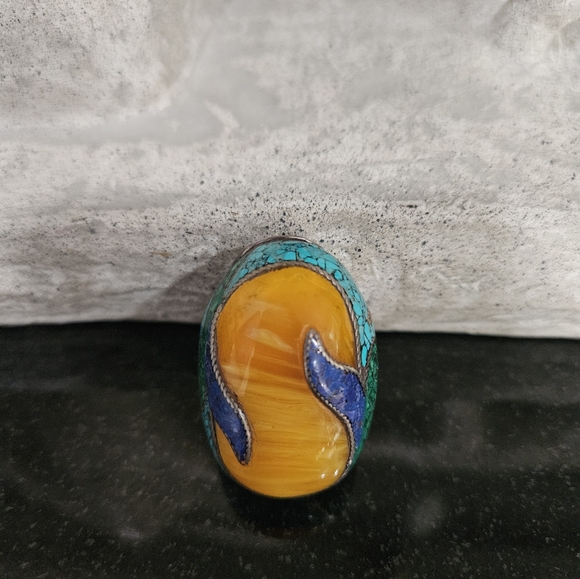 Pitango Design Silver Ring w/ Stones Size 7 Jeweler can size down - Picture 6 of 7